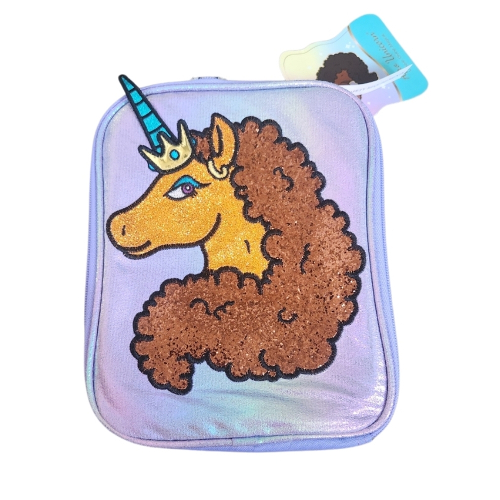 ADORABLE AFRO UNICORN LUNCH BAG NWT